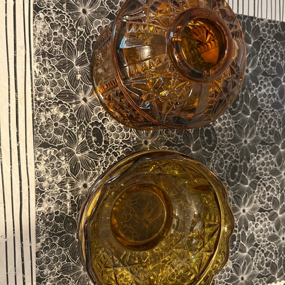 Indiana Glass fairy lamp amber colored stars and bars - Picture 3 of 3